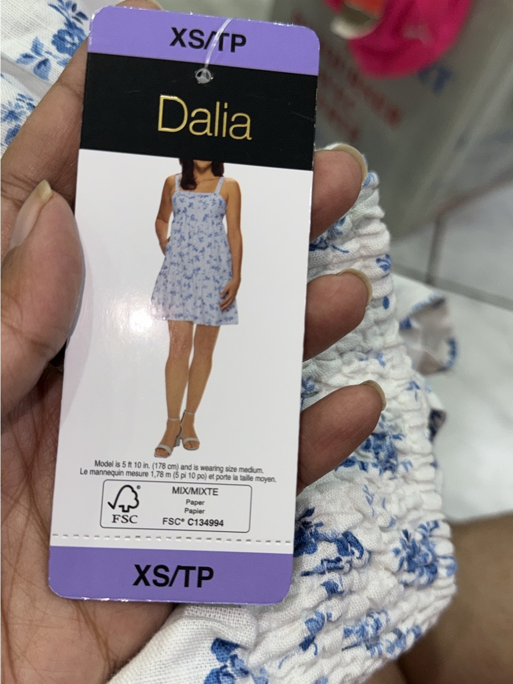 Dalia White Dress with Blue Floral Print